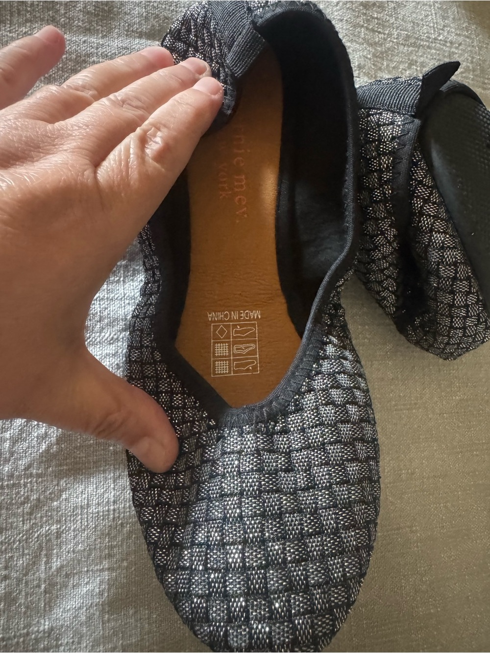 New Bernie Mev foldable flats Black & Gray SZ37 fits like a 6